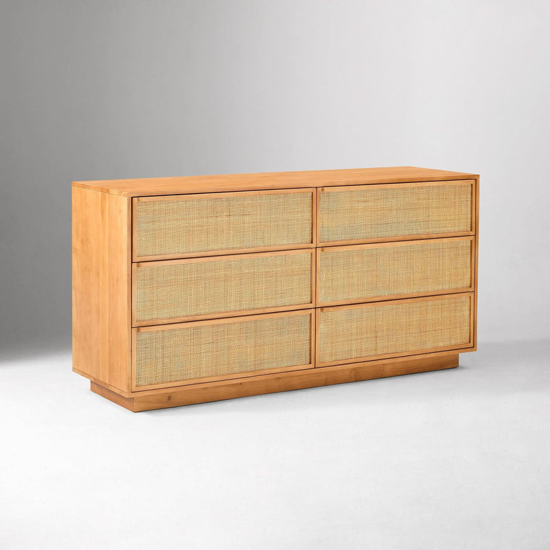 Kerry Modern Rattan Cane 6-Drawer Dresser - Wooden Empiro