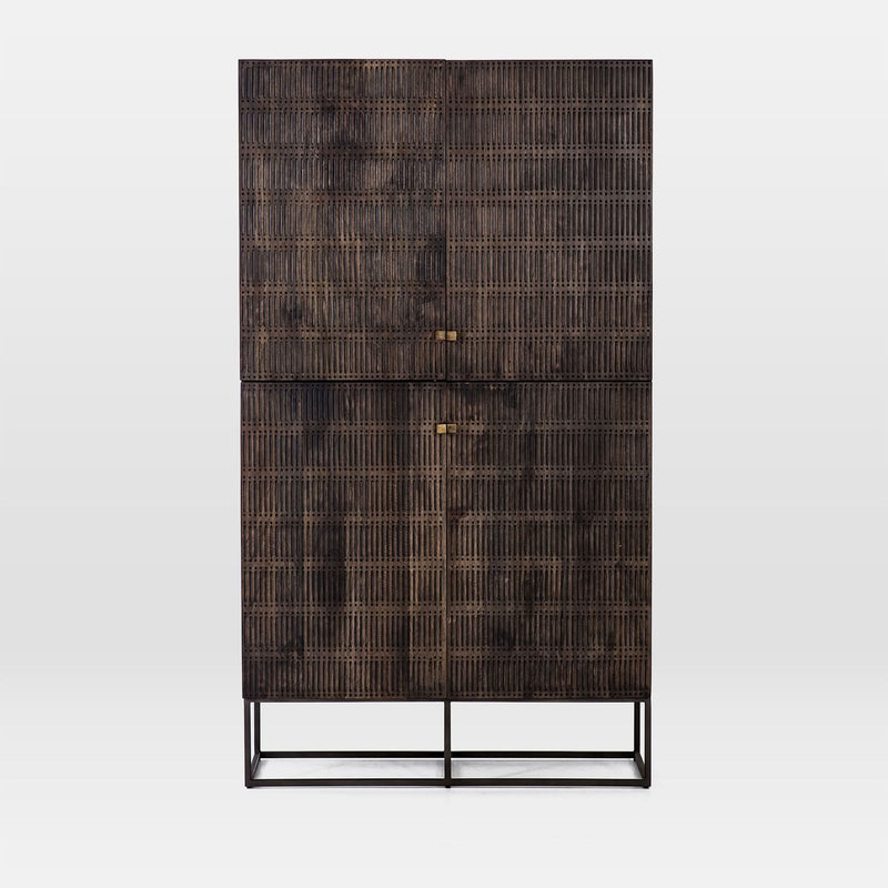 Niklered Carved Teak Wood Tall Cabinet - Wooden Empiro