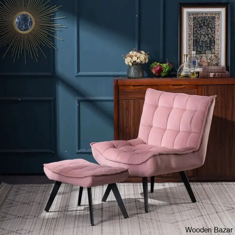 Cassiani 31'' Wide Tufted Velvet Lounge Chair and Ottoman