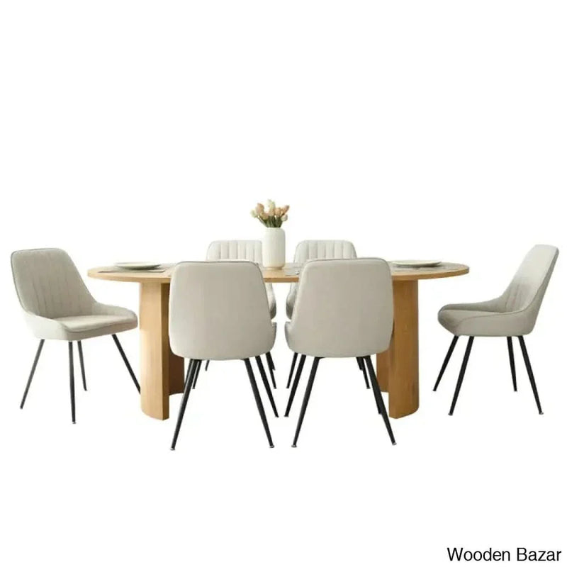 Ceder Luxury 6 Seater Dining Table Set - Wooden Empiro