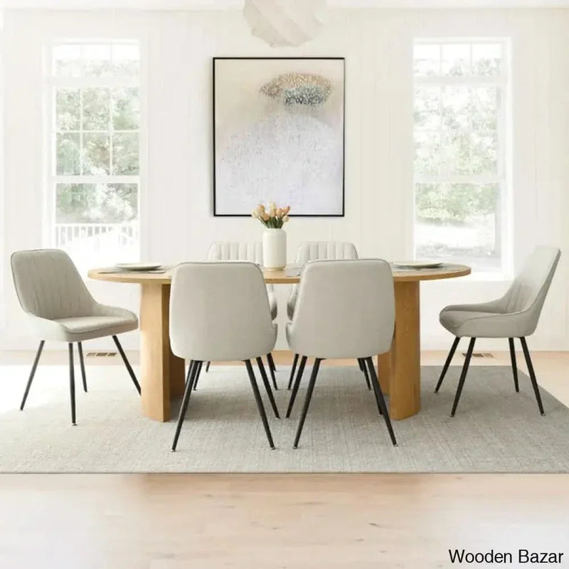 Ceder Luxury 6 Seater Dining Table Set - Wooden Empiro Oak