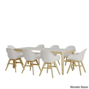 Charlton Luxury 8 Seater Wooden Dining Table Set - Bazar White