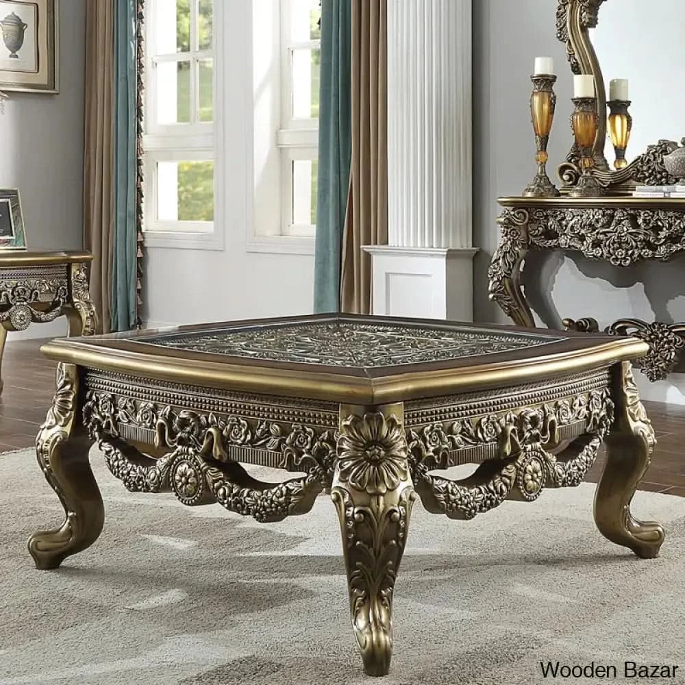 Chimpam Latest Coffee And Center Table For Luxe Living - Wooden Empiro Gold