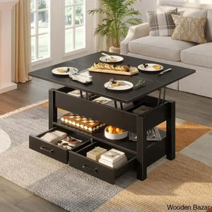 Chumani Coffee Table Cum Dining Table With Storage Lift Top And Center For Living Room Black