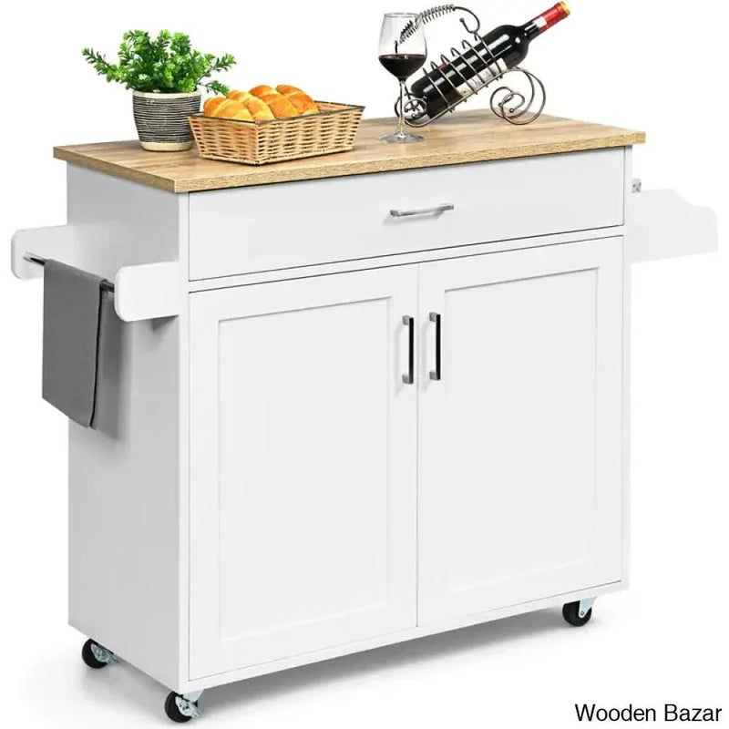 Clemmie Wood Kitchen Island Kitchen trolley cart cabinet kitchen island with storage