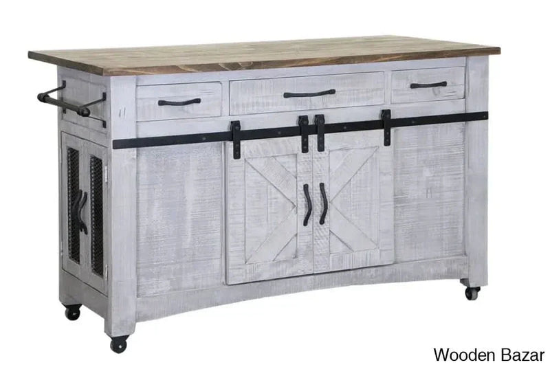 Corson Solid Wood Kitchen Island Kitchen trolley cart cabinet kitchen island with storage
