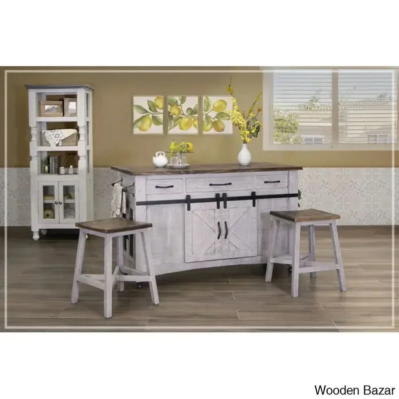 Corson Solid Wood Kitchen Island Kitchen trolley cart cabinet kitchen island with storage