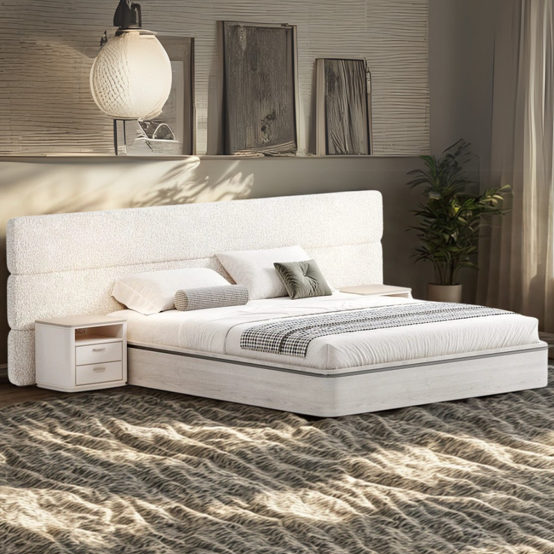 PanelNest Luxury Minimalist Bed with Side Table