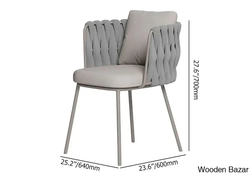 Delsie 6 seater Oval Faux Marble Outdoor Dining Set with Rope Woven Armchairs