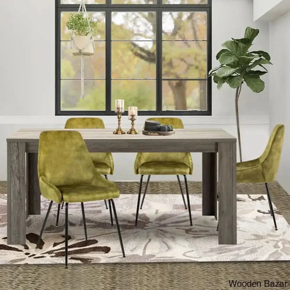 Dunstan Stylish 4 Seater Dining Table Set - Wooden Empiro Gray Oak
