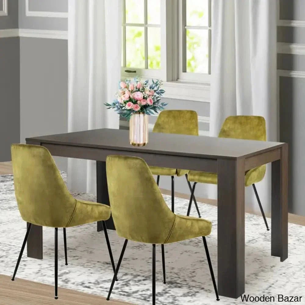 Dunstan Stylish 4 Seater Dining Table Set - Wooden Empiro Walnut