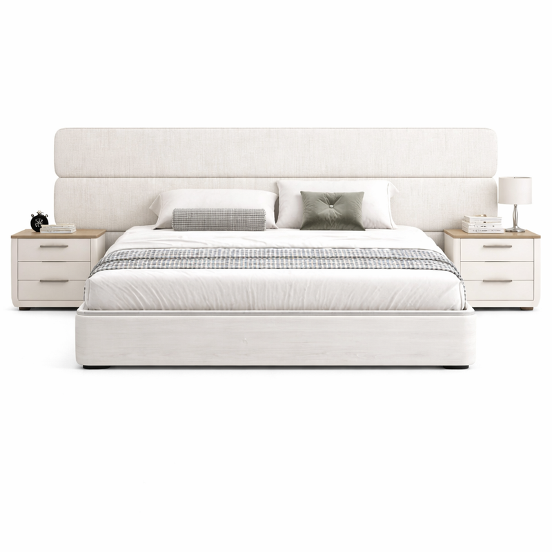 PanelNest Luxury Minimalist Bed with Side Table