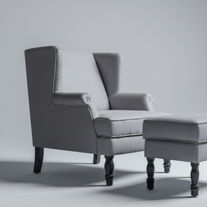 Bessie Chair with Stool – Plush Lounge Chair