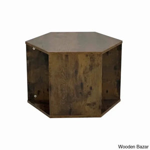Eba Hexagonal Coffee And Center Table Side Nightstand Antique Brown