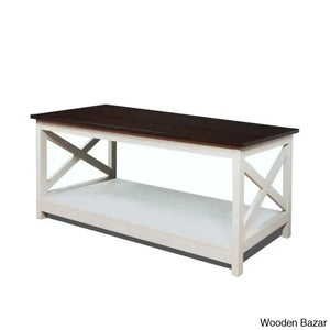 Edwardsonn Coffee And Center Table Espresso Top/Vintage White Base