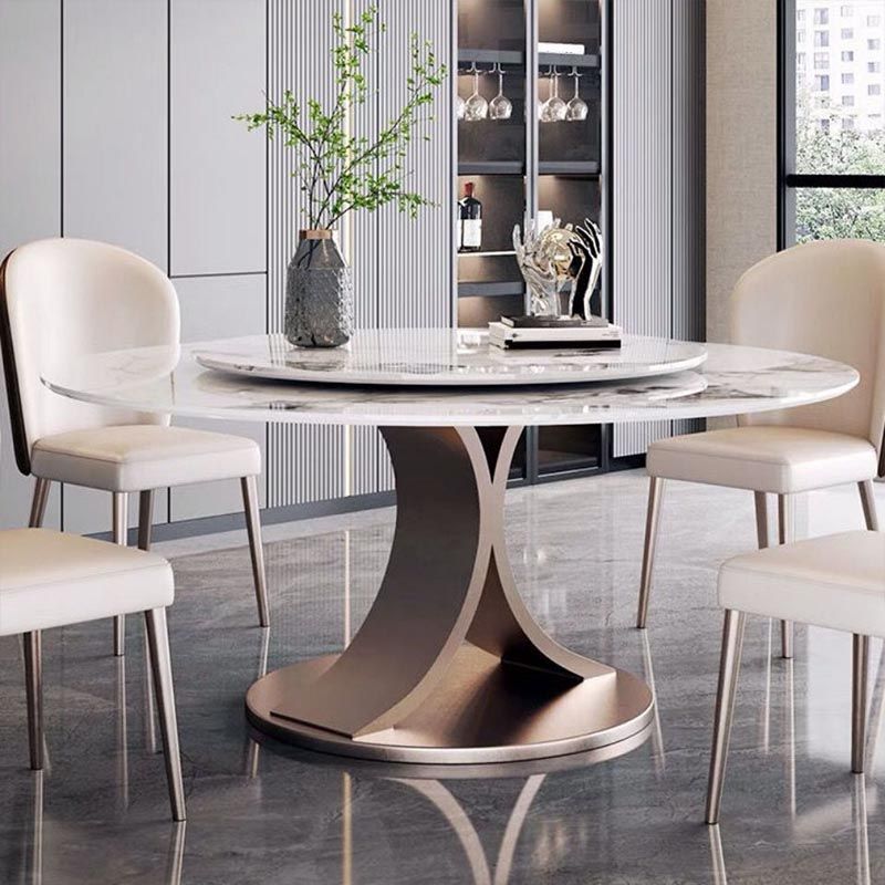 Aakar Modern Metal Round 4 Seater Dining Set
