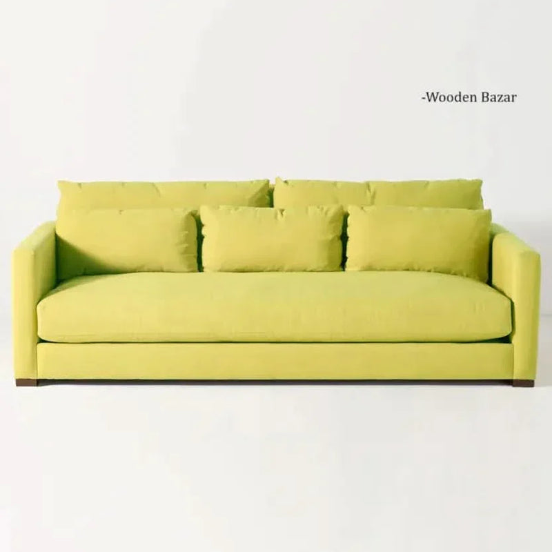 Elegant Three Seater Comfortable Sofa in Lime Color - Wooden Empiro