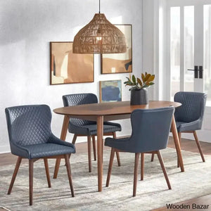 Elisco Modern Dining Table Set For Living - Wooden Empiro Blue / 4 Seater