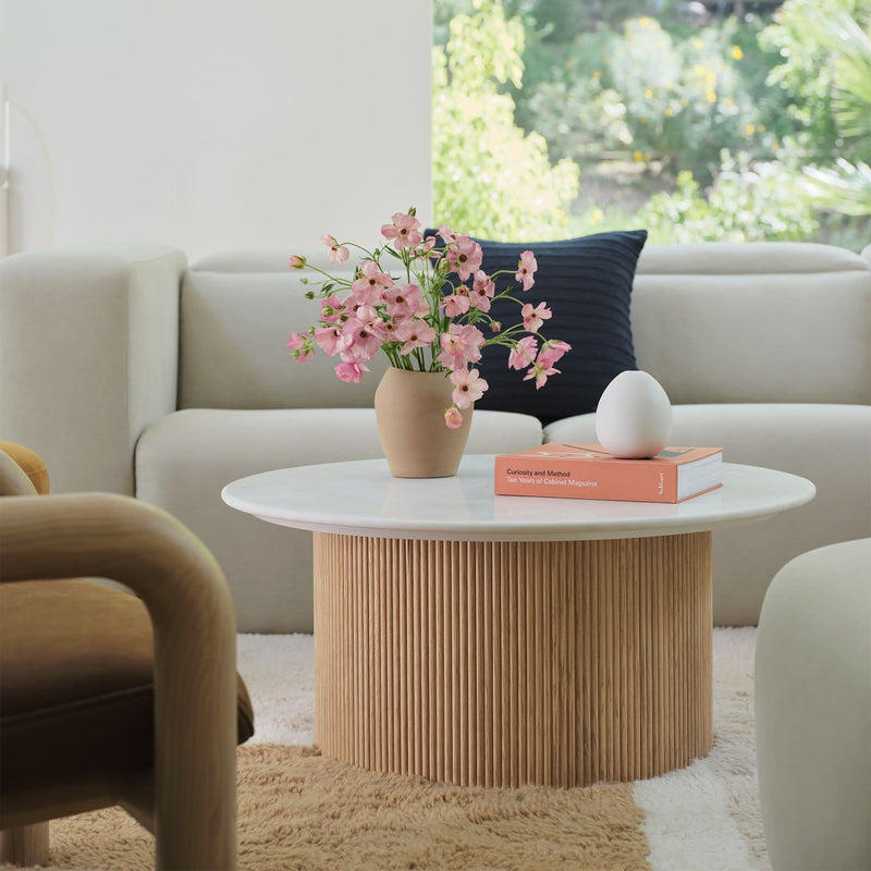 Enner Marble Round Coffee Table - Wooden Empiro