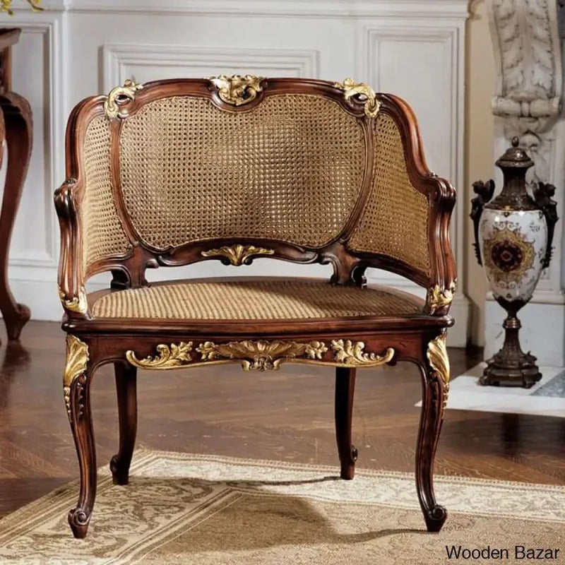 Emanuel Rattan Cane carved arm chair full rattan work