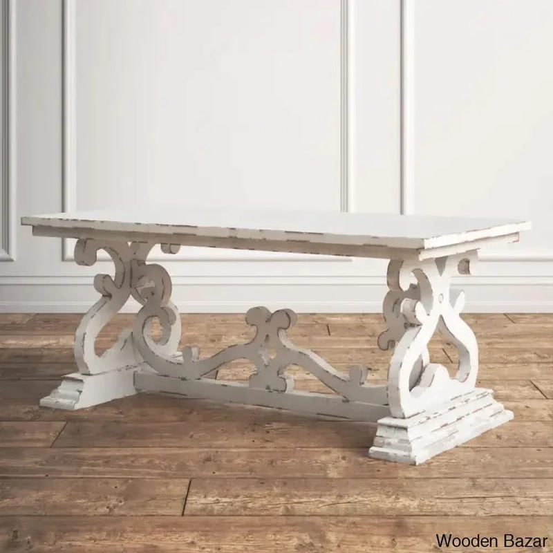 Emersync 46" Solid Wood Distressed Scrollwork Coffee and center Table