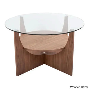 Ensca Glass Top Coffee And Center Table Walnut