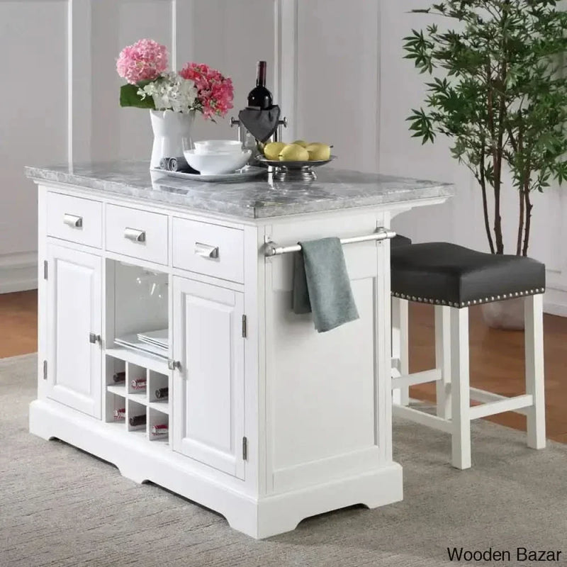 Erichsen Marble Top Kitchen Island Set Kitchen trolley cart cabinet kitchen island with storage