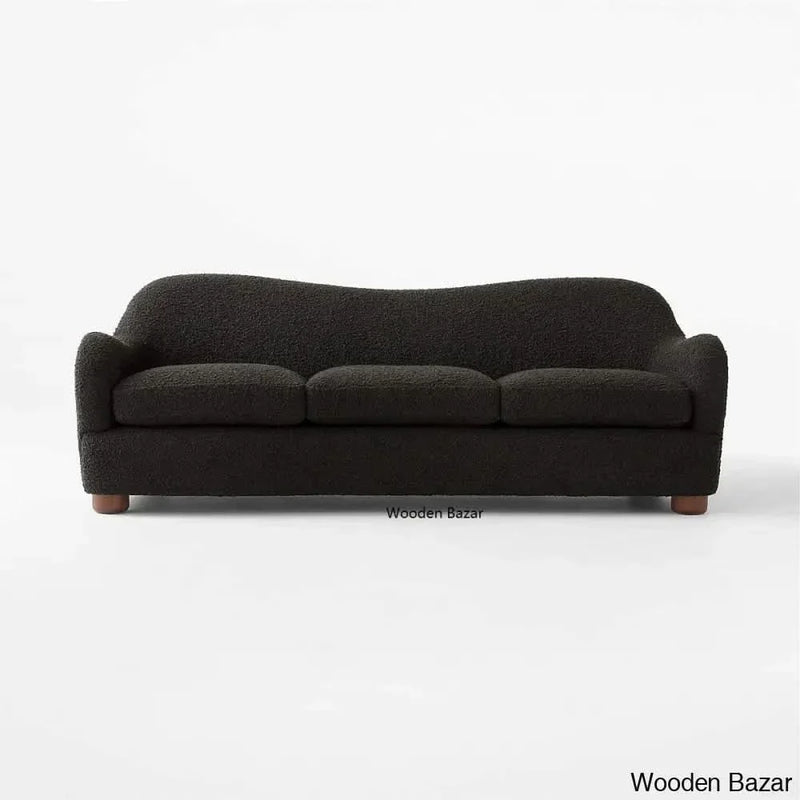 ETALTON 3 SEATER TEAK WOOD BOUCLE SOFA -Wooden Bazar