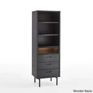 Ferw Inspired Living Black Finish Bookshelf And Coffee Table - Wooden Empiro Books Shelf