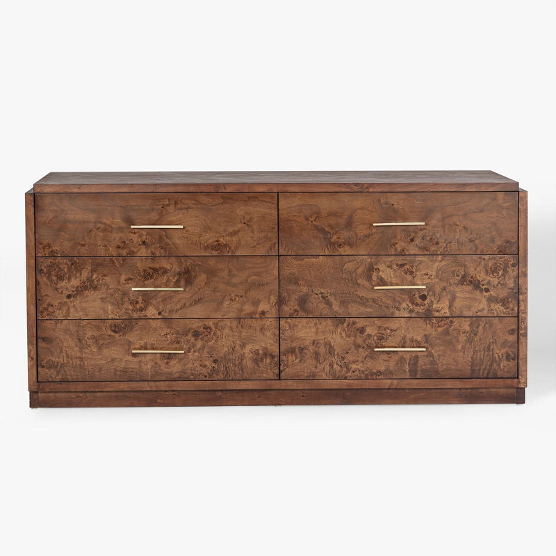 Burled Wood 6-Drawer Dresser - Wooden Empiro