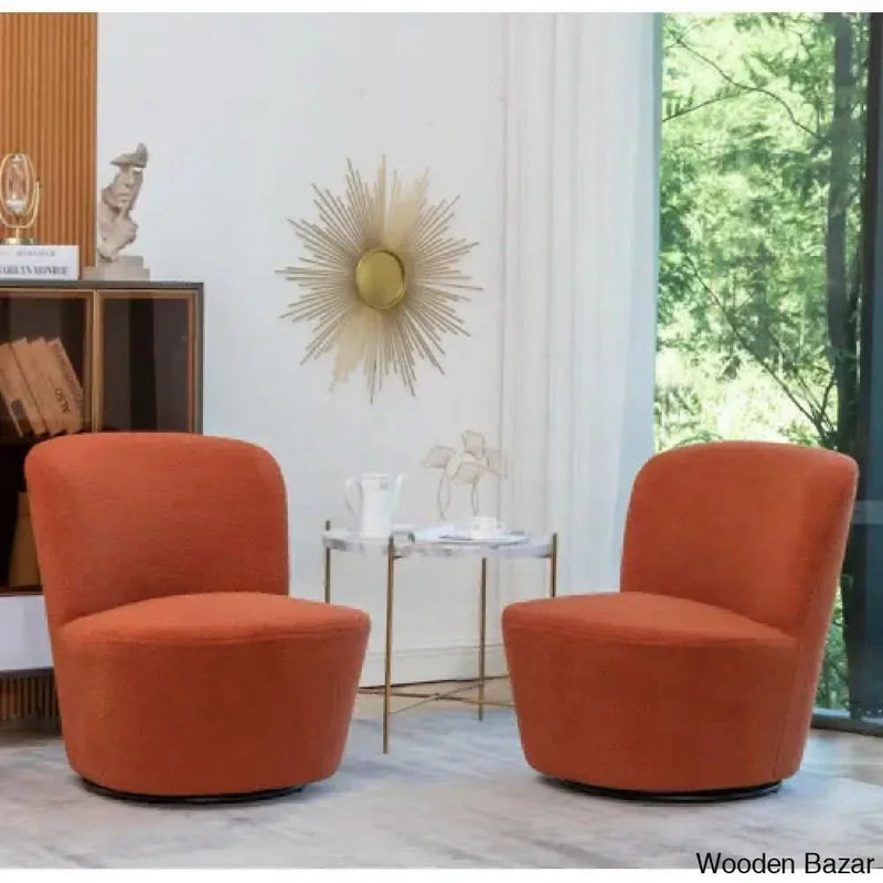 Fontinella Upholstered Swivel Barrel Chair (Set of 2) - Wooden Empiro