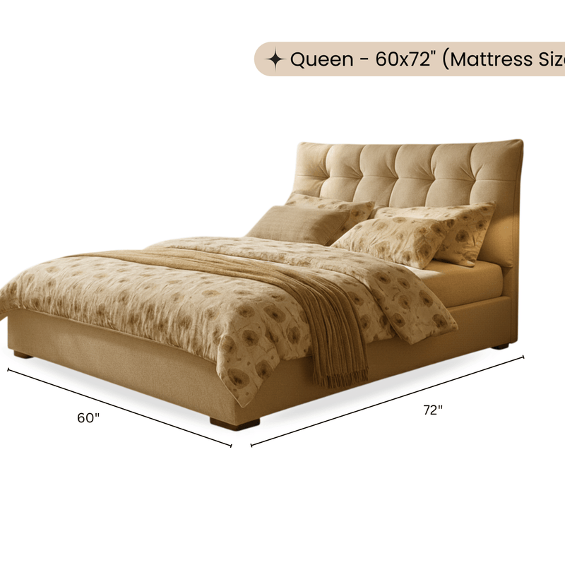 Rysa 100% Solid Wood Upholstered Bed