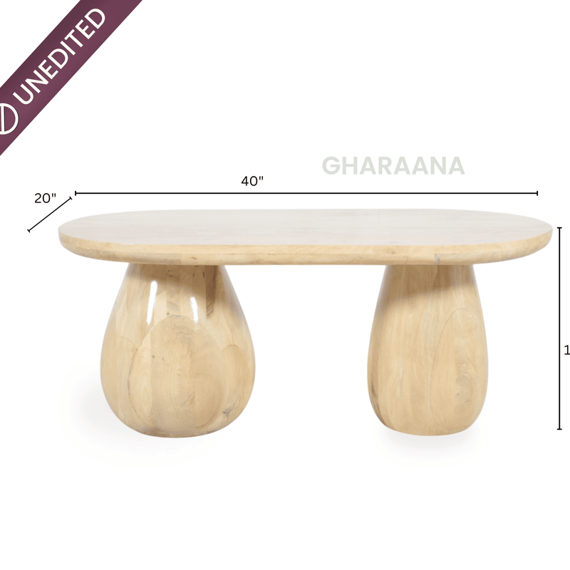 Akira Oval top Solid Wood Center Table & Side Table Combo