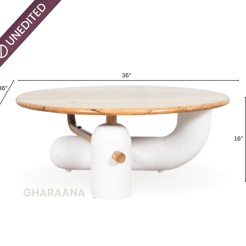 Aurum Round Stone Finish Coffee Table & Side Table Combo