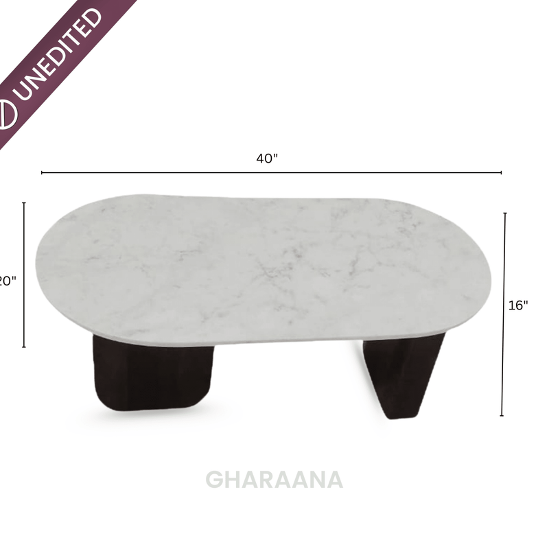 Ohana Natural Marble Minimalist Centre Table & Side Table Combo