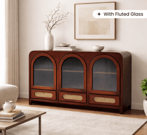 Vyut Wooden 54" Crockery Cabinet - Credenza Hutches - Gharaana