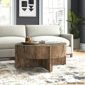 Glendo Cross Legs Coffee Table And Center Table Rustic Oak Veneer