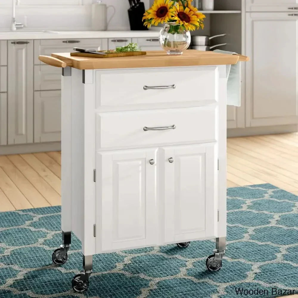 Hamilton Wood Kitchen Cart Trolley Cart Cabinet Kitchen Island With Storage White