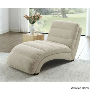 Hamingo New Upholstered Chaise Lounge - Wooden Empiro Beige Corduroy