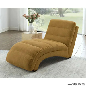 Hamingo New Upholstered Chaise Lounge - Wooden Empiro Ginger Corduroy