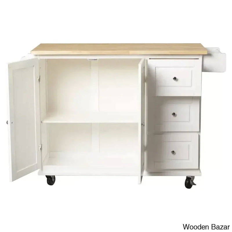 Hardiman 53.75" Kitchen Island with Locking Wheels Kitchen trolley cart cabinet kitchen island with storage
