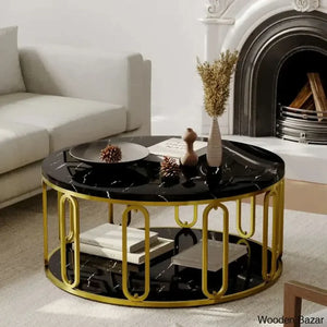 Hollandio Single Coffee And Center Table With 100% Original Marble Black