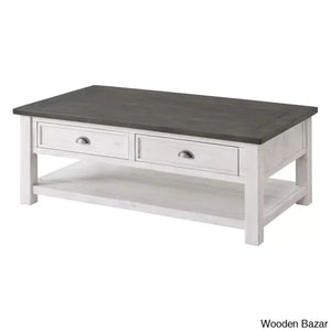 Hollimanin Solid Wood Coffee And Center Table White/Gray