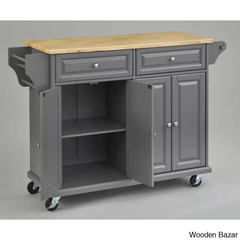 Idlewild Solid Wood Top Kitchen Cart Kitchen trolley cart cabinet kitchen island with storage