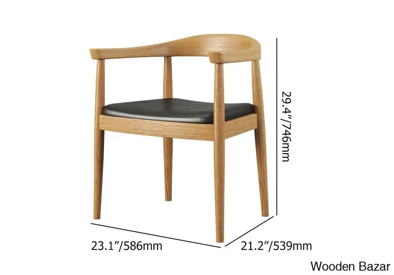Japandi Dining Set with Walnut Wood Armchairs with 1 Table and 4 Chairs