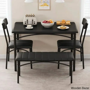 Jatta Stylish 4 Seater Dining Table Set - Wooden Empiro Black