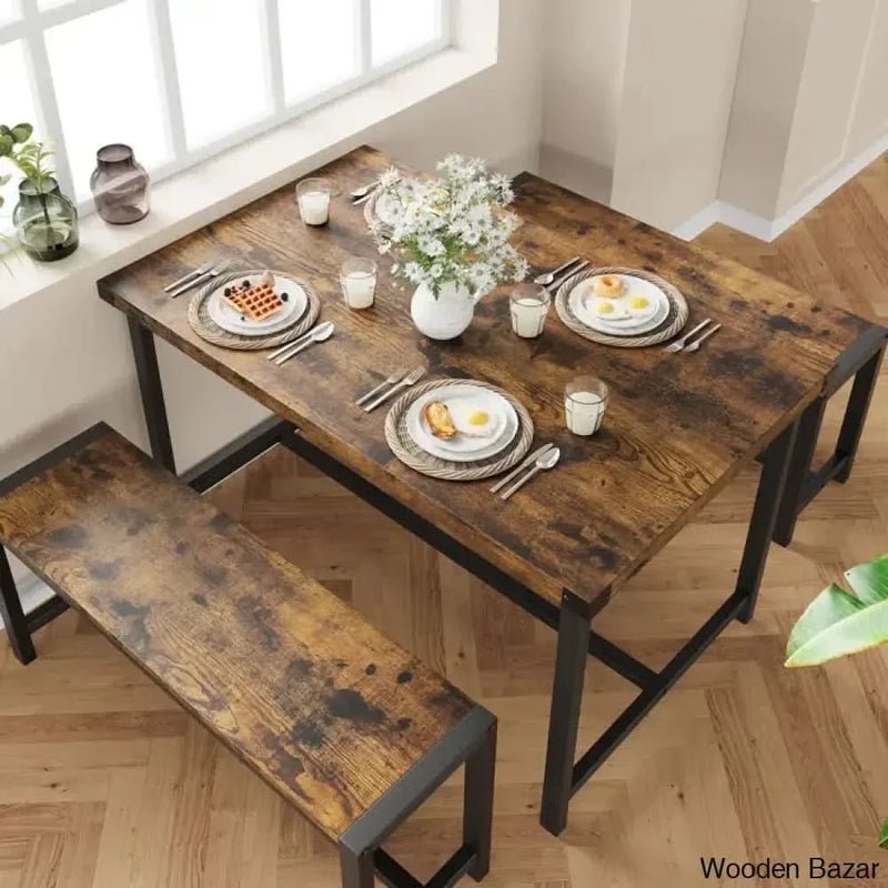 Kenelam Modern 4 Seater Dining table Set - Wooden Empiro