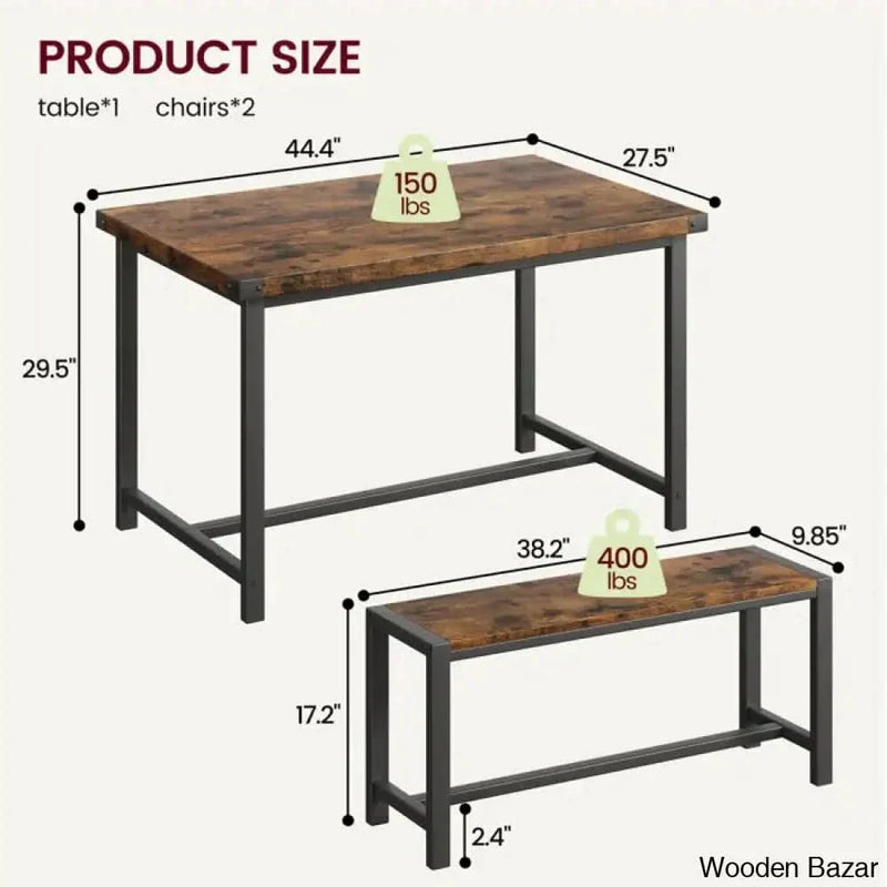 Kenelam Modern 4 Seater Dining table Set - Wooden Empiro