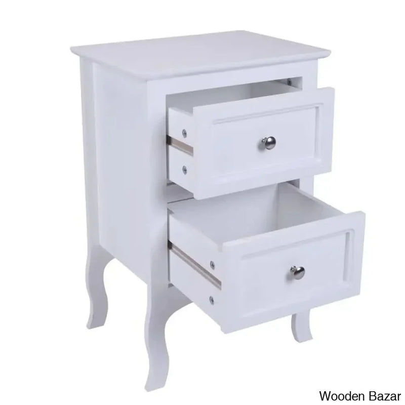 Kenny Bedside Table, Side End Table, Nightstand with Two Drawers (Set of 2)
