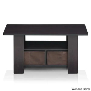 Kentony Coffee And Center Table With Bin Drawer Dark Walnut Top/Dark Base